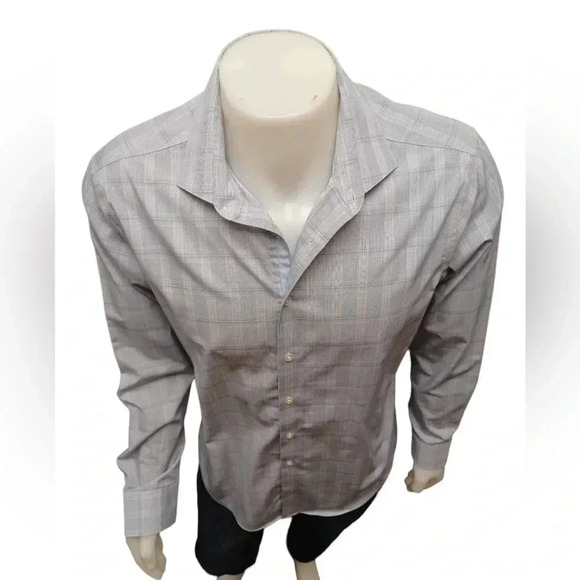 Calvin Klein Blue Grey Button Down  Long Sleeve Dress Shirt Size 16.5 34/35 - Picture 3 of 12